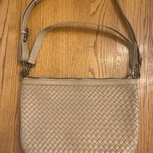 Woven Crossbody Bag in Light Taupe - Classic Everyday Style